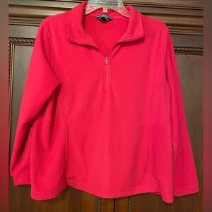 Lands' End Women's Vibrant Red Half-Zip Fleece Pullover-Size L/P(14/16)